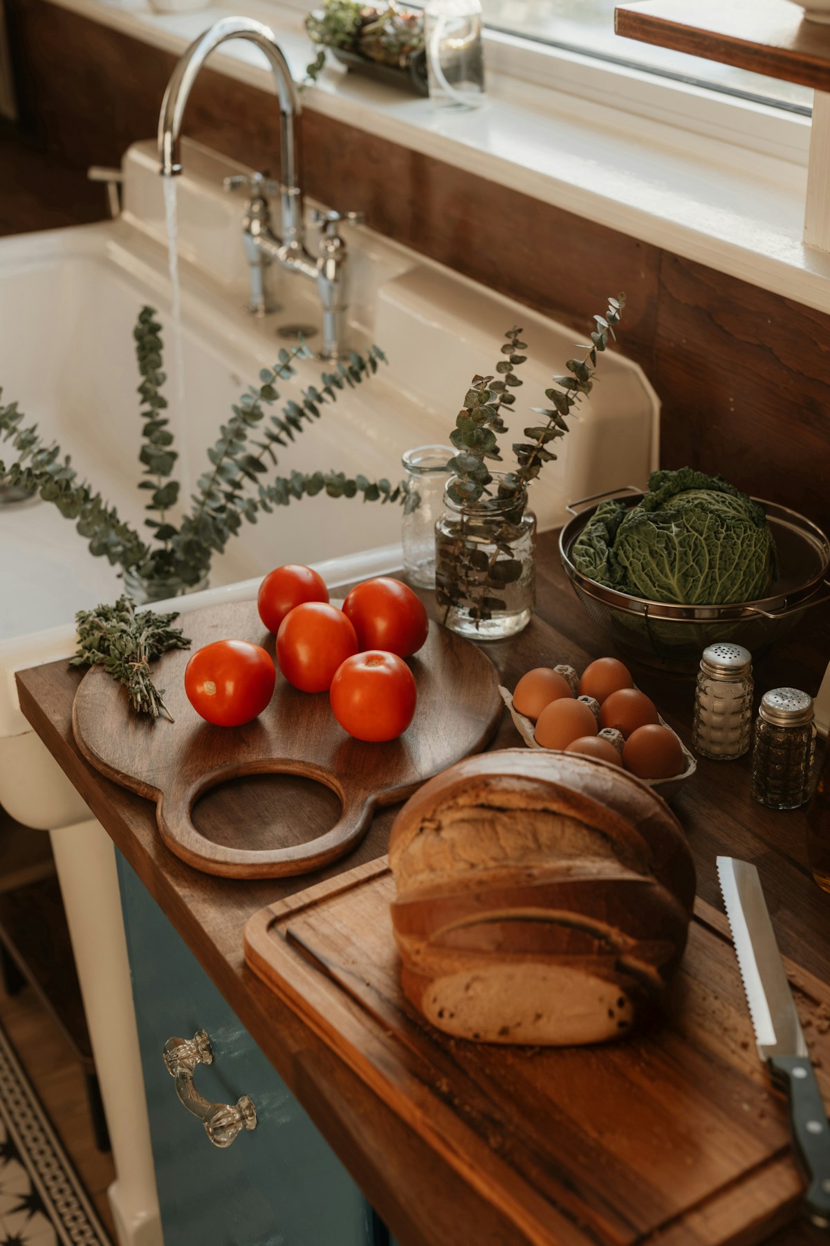 Everyday ingredients and fresh produce on a kitchen counter